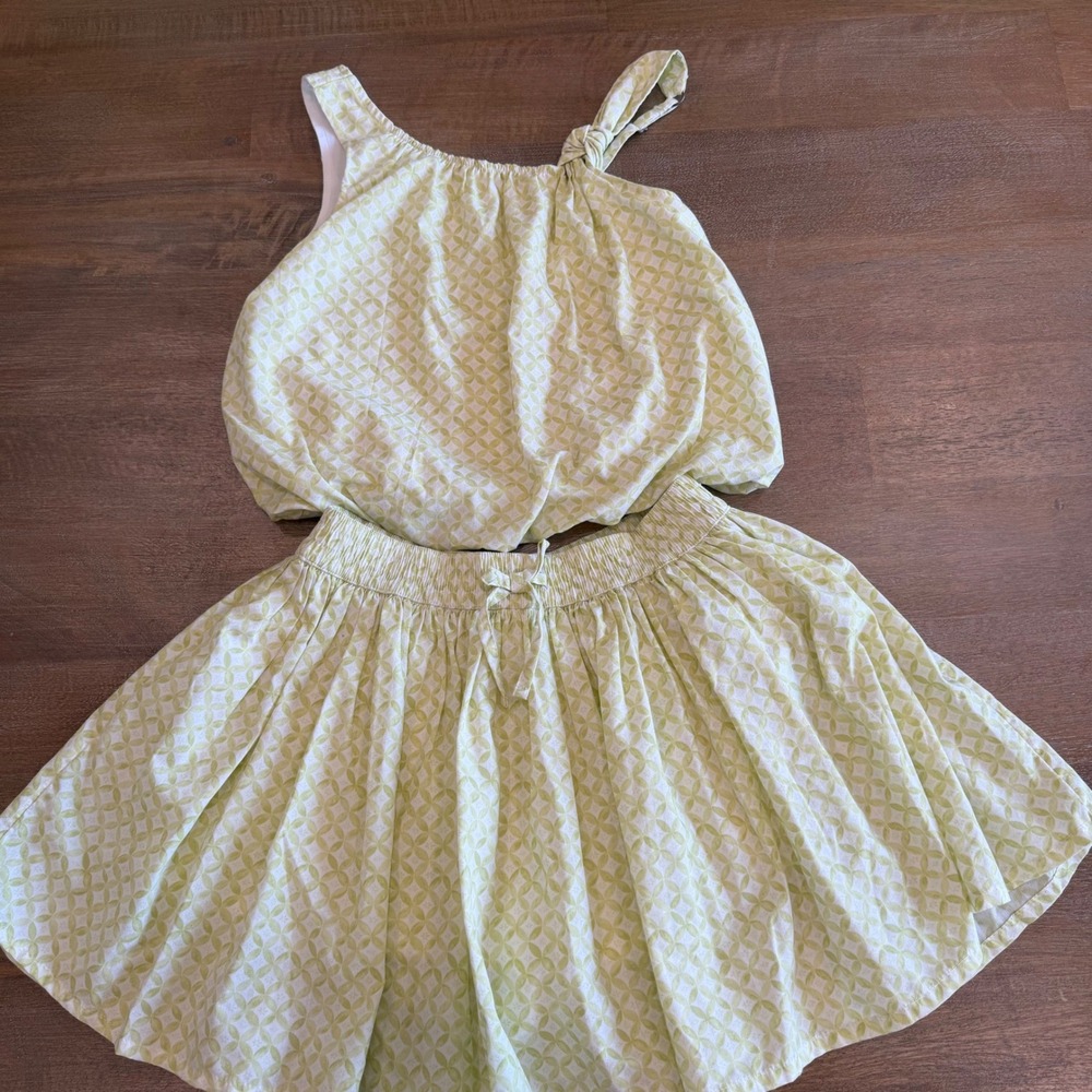 Abercrombie Kids Girls Skort 2 Pc Set Green White Top 9/10 Bottom 11/12 Matching